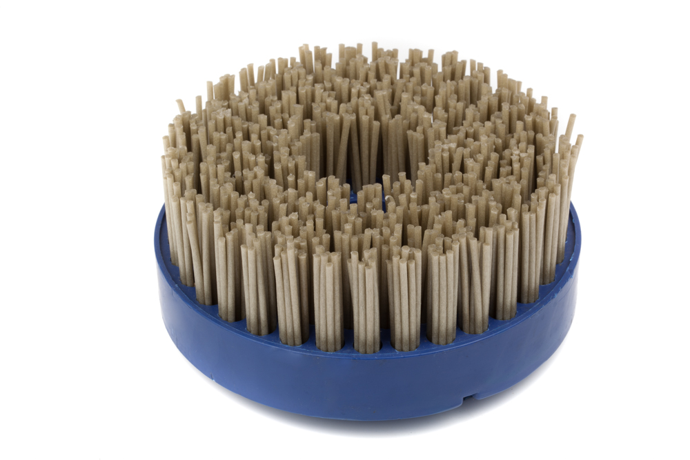DIAMOND ROUND BRUSH 120mm GRIT 320 M5/8 RESINED